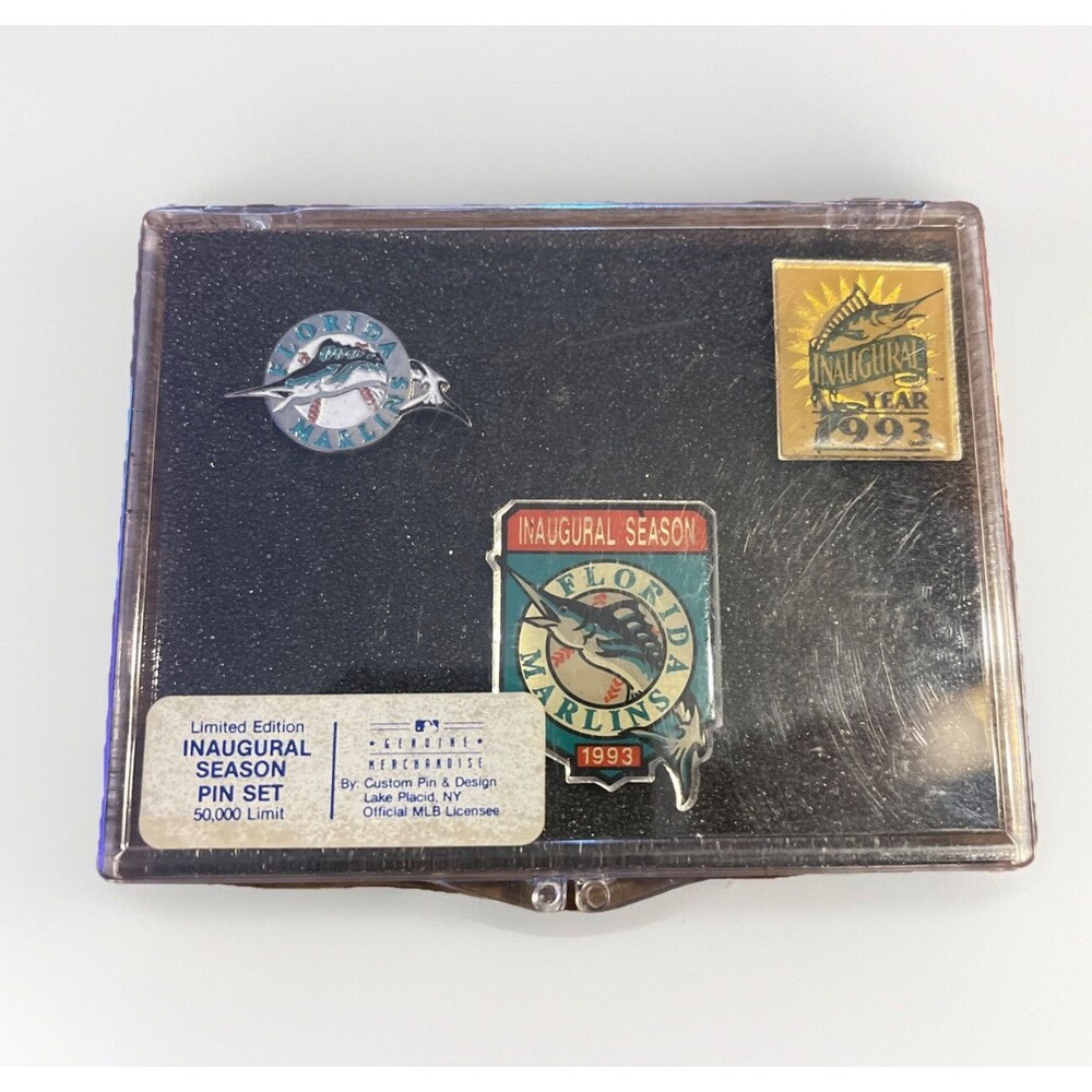 1993 Florida Marlins Inaugural Season 3 Pins Set LTD Edition In Original Case
